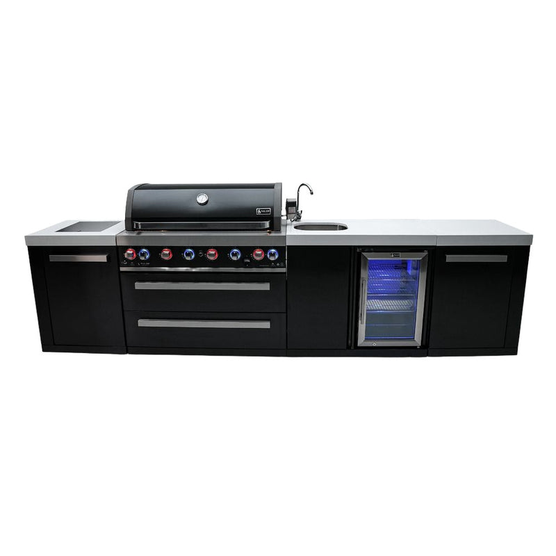 Mont Alpi MAi805-BSSBEV Black, Propane 6-Burner Island with Beverage Center