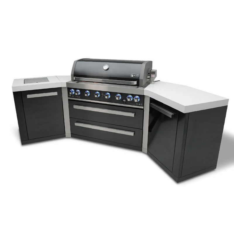 Mont Alpi MAi805-BSS45 Black, Propane 6-Burner Island with 45-Degree Corner