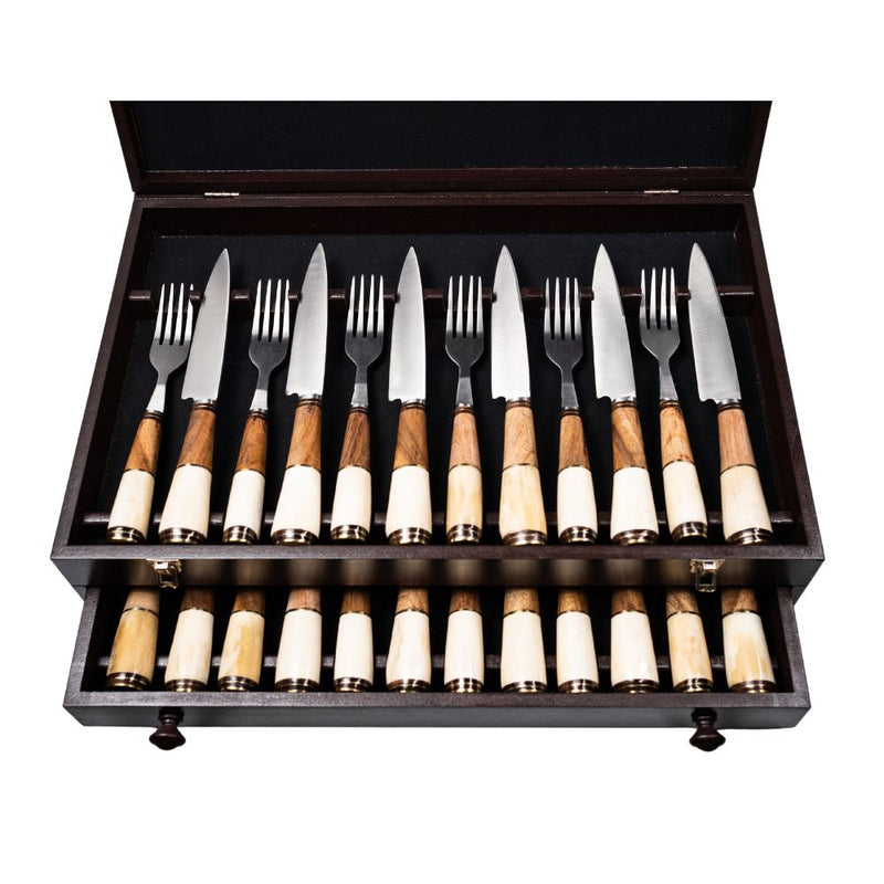 El Cedro Premium Wood and Bone Combined Dining Set for 6-12