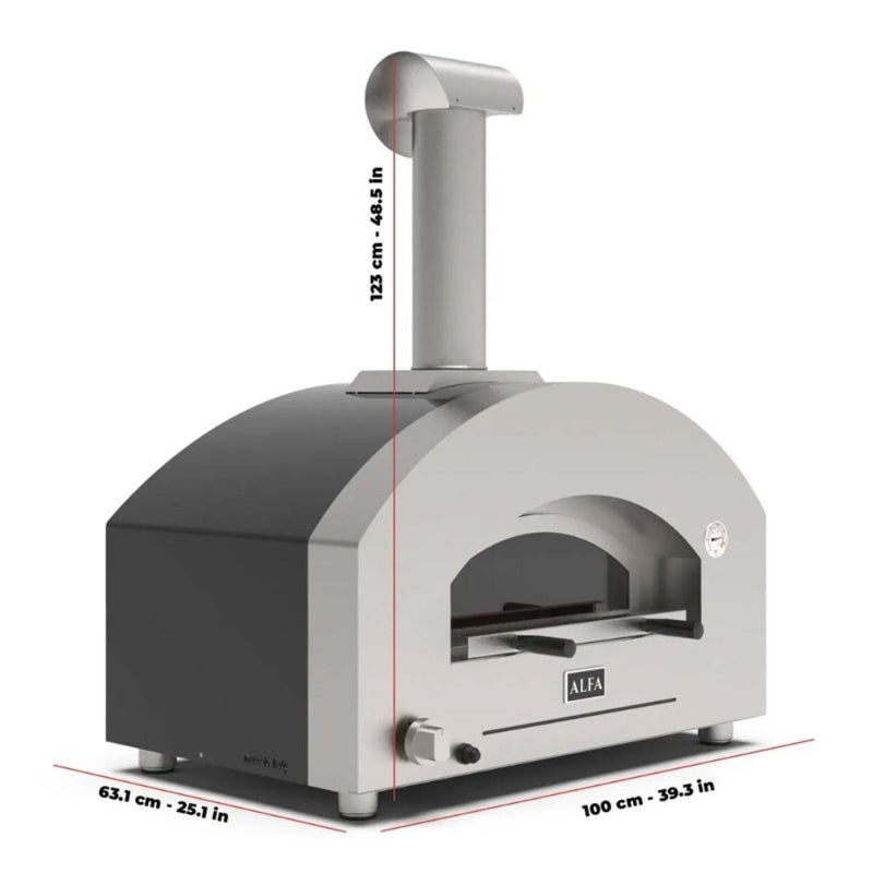 Alfa Futuro Wrinkle Black 2 Pizze Gas-Fired Pizza Oven