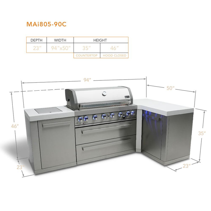 Mont Alpi MAi805-90 6-Burner Island with 90-Degree Corner