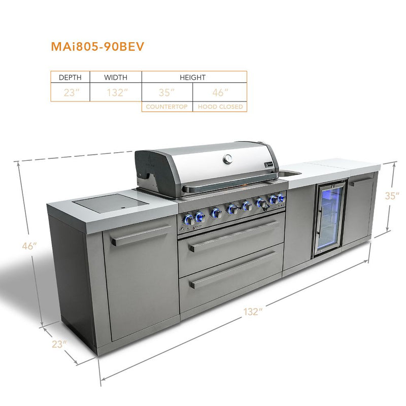 Mont Alpi MAi805-BEV Propane 6-Burner Island with Beverage Center