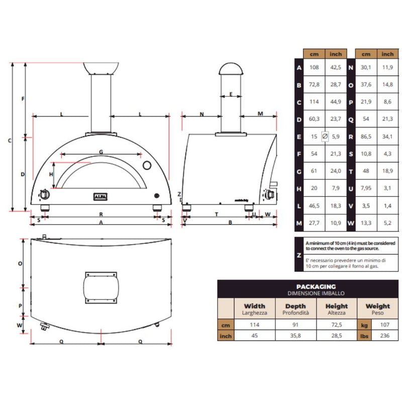 Alfa Moderno 3 Pizze Wood Fired Pizza Oven