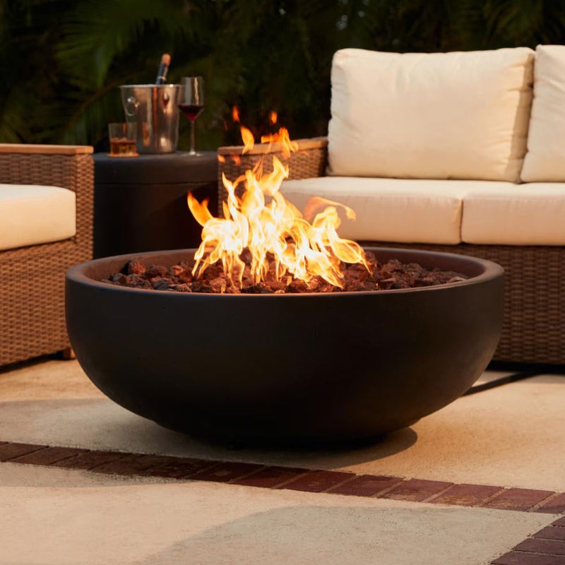 Blaze 38-Inch Concrete Round Gas Bowl in Phtanom Black