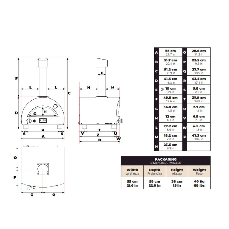 ALFA Moderno 15-Inch Portable Propane Gas Oven