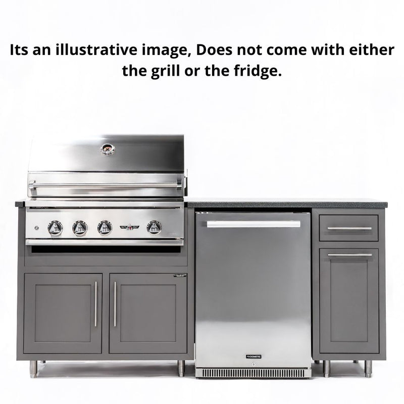 Challenger Designs Coastal 76.5 GRW Powder Coated Aluminium Kitchen Island for 32 Inch Gas Grill with Refrigerator Opening