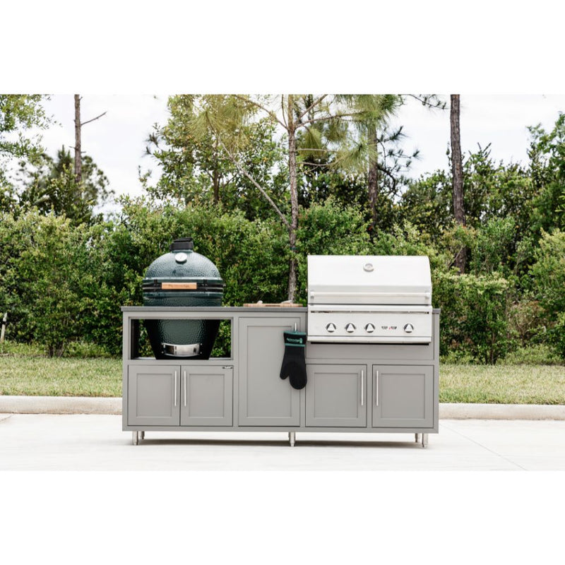 Challenger Designs Coastal Series KDG Outdoor Island with Delta Heat 32" Gas Grill & Large Egg, Grey Glimmer Cabinet Color