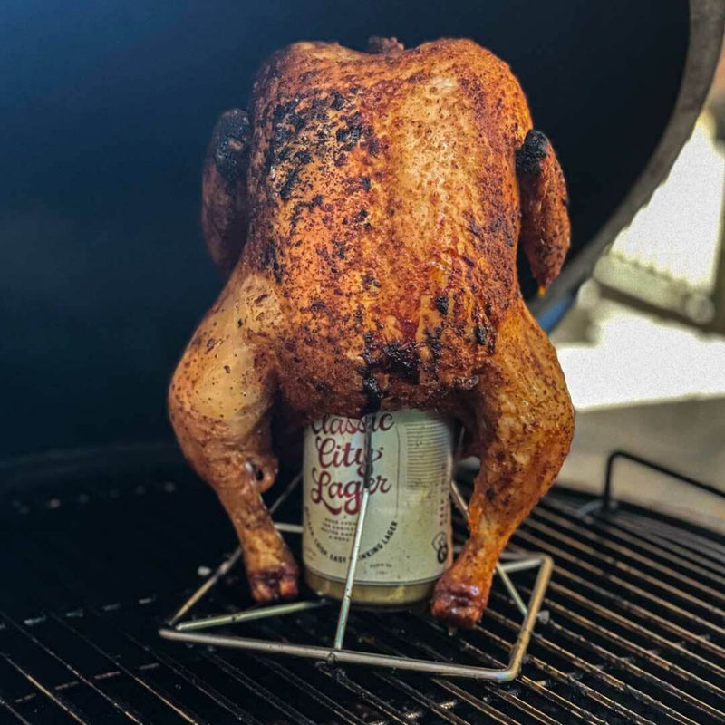 Big Green Egg 127754 Folding Stainless Steel Beer Can Chicken Roaster