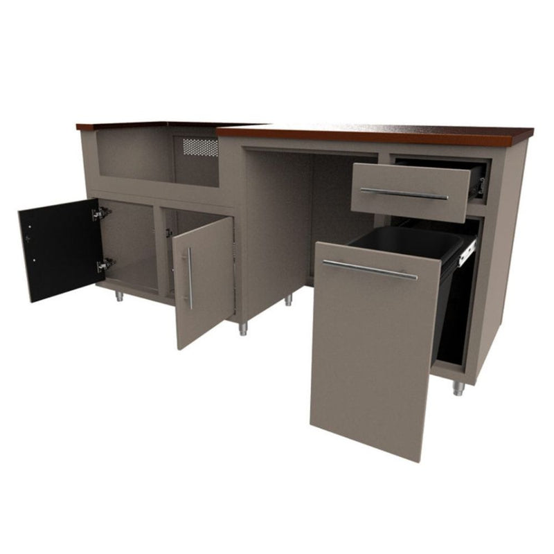 Challenger Designs Coastal 76.5 GRW Powder Coated Aluminium Kitchen Island for 32 Inch Gas Grill with Refrigerator Opening