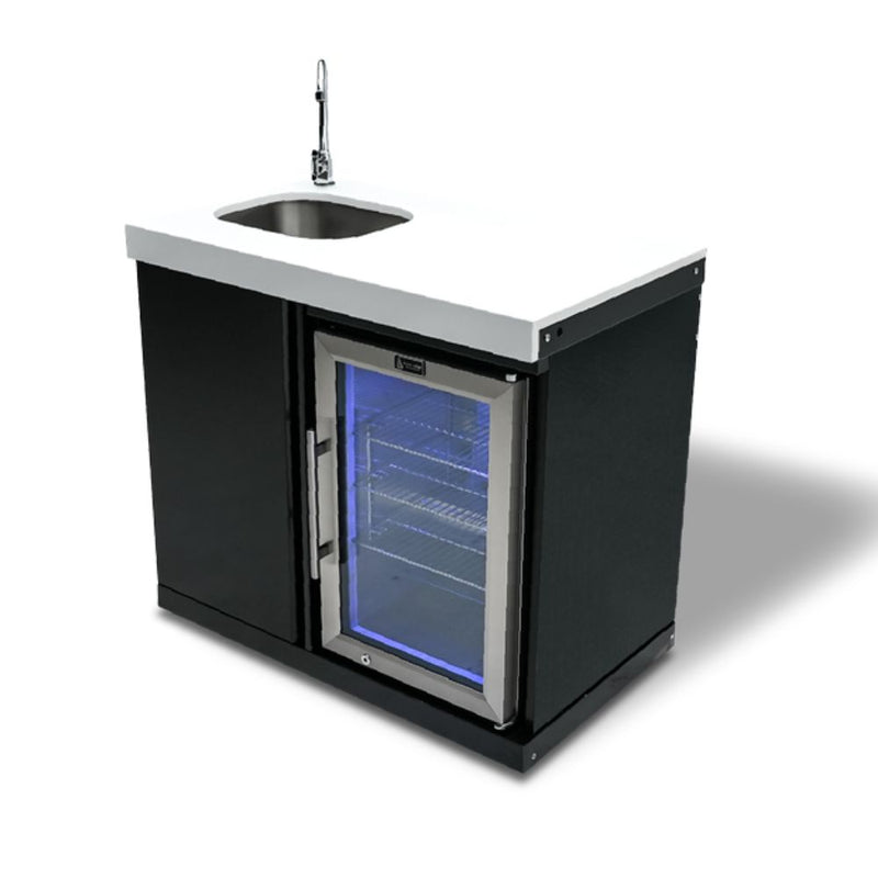 Mont Alpi MASF-BSS Black Stainless Steel Beverage Center with Sink & Refrigerator