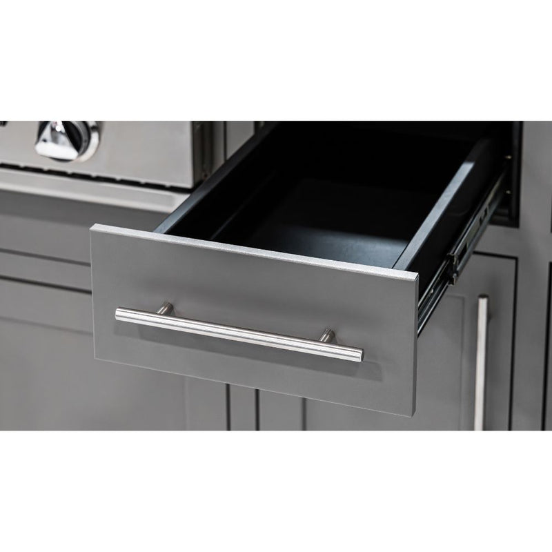 Challenger Designs Coastal 76.5 GRW Powder Coated Aluminium Kitchen Island for 32 Inch Gas Grill with Refrigerator Opening