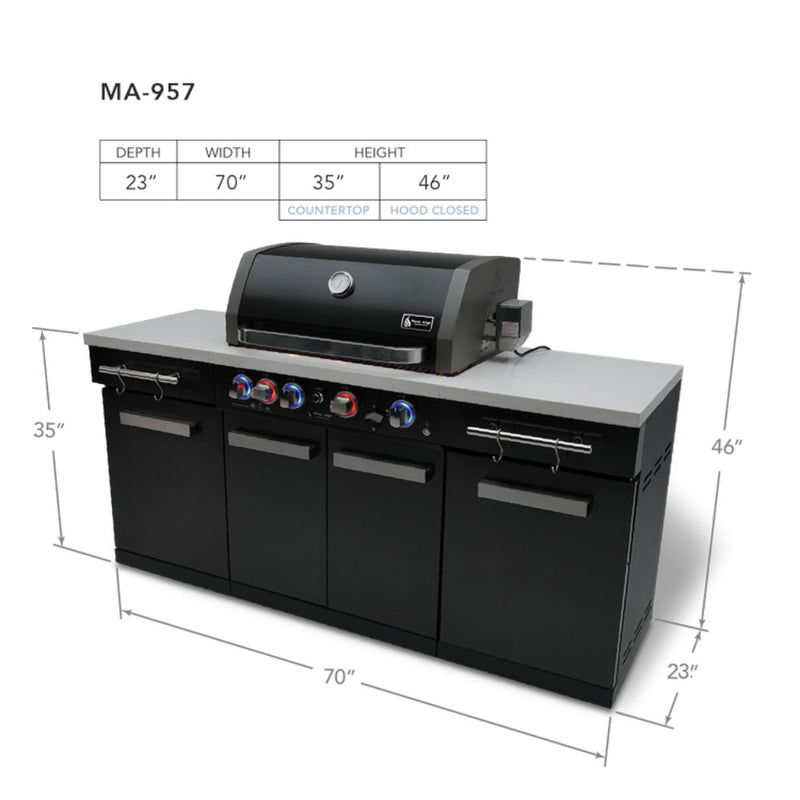 Mont Alpi MA-957 Stainless Steel Outdoor Kitchen Island with 5-Burner Grill