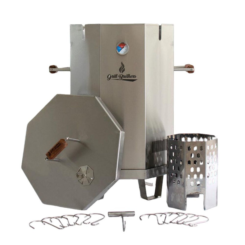 Grill Brothers BBQ Stainless Steel Charcoal Smoker Grill Barrel Medium