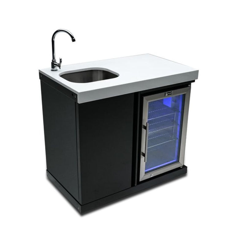 Mont Alpi MASF-BSS Black Stainless Steel Beverage Center with Sink & Refrigerator