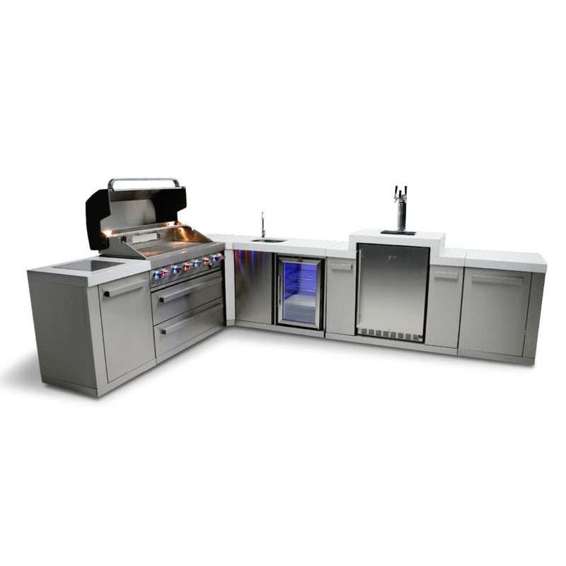 Mont Alpi MAi805-90KEGBEV 6-Burner Island with 90-Degree Corner, Kegerator & Beverage Center