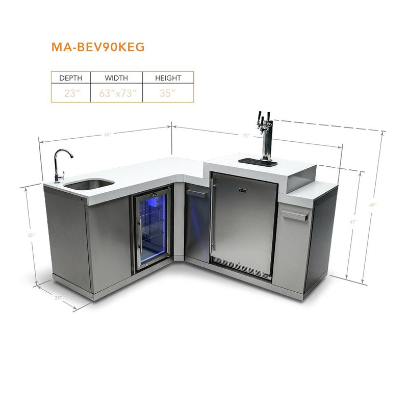 Mont Alpi MA-BEV90KEG Beverage Center with 90-Degree Corner & Kegerator