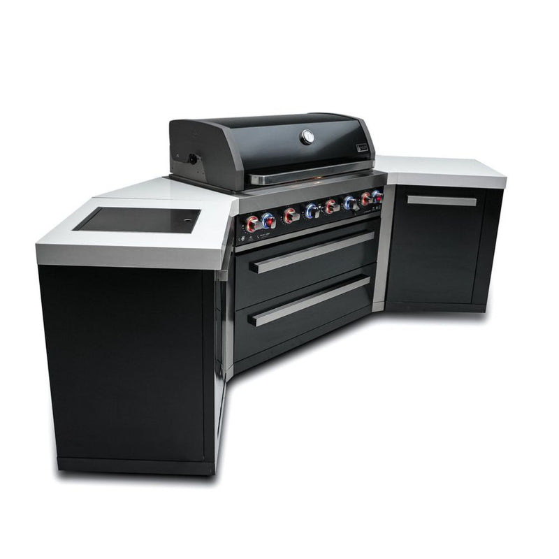 Mont Alpi MAi805-BSS45 Black, Propane 6-Burner Island with 45-Degree Corner