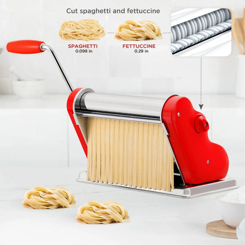 Pastalinda Classic 260 Pasta Maker Machine with  Hand Crank and Two Clamps