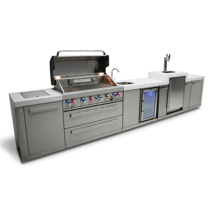 Mont Alpi MAi805-KEGBEV Propane 6-Burner Island with Kegerator & Beverage Center