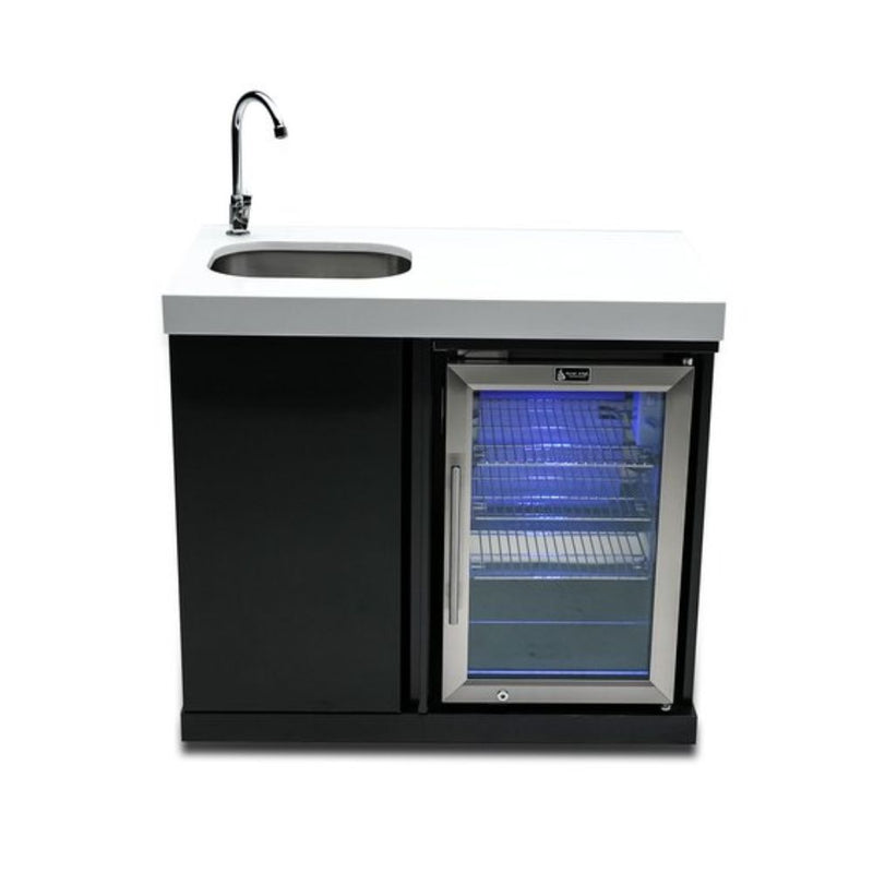 Mont Alpi MASF-BSS Black Stainless Steel Beverage Center with Sink & Refrigerator