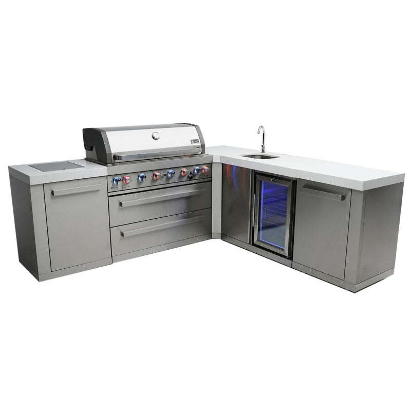 Mont Alpi MAi805-90BEV 6-Burner Island With 90-Degree Corner & Beverage Center