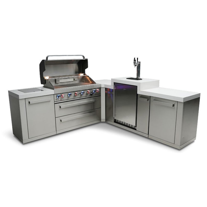 Mont Alpi MAi805-90KEG 6-Burner Island with 90-Degree Corner & Kegerator