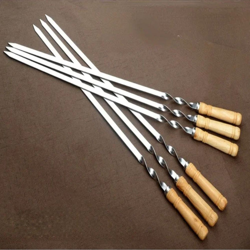 GW PRO 21.5-Inch Stainless Steel BBQ Skewers with Wooden Handle