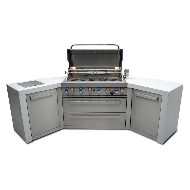 Mont Alpi MAi805-D45 6-Burner Deluxe Outdoor Kitchen Island with 45-Degree Corners