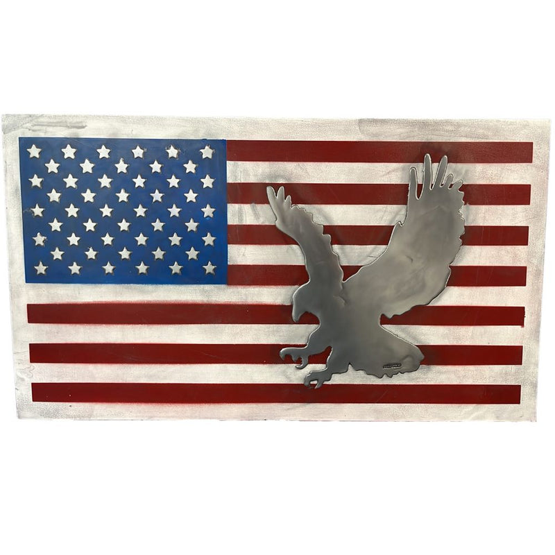 Pallarols Vintage USA Flag Metal Sign, 42x24"