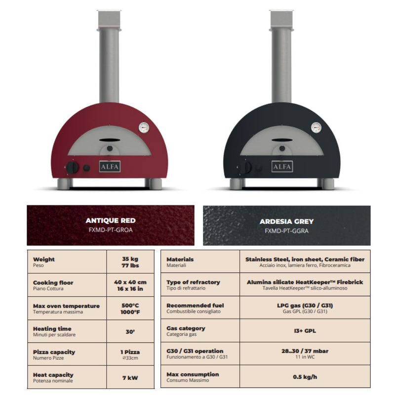 ALFA Moderno 15-Inch Portable Propane Gas Oven
