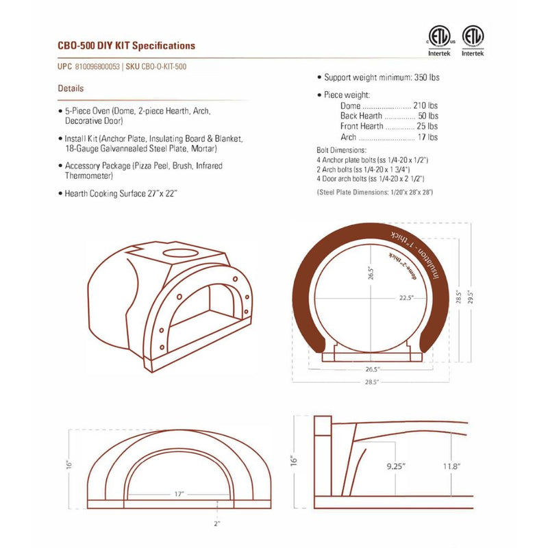 Chicago Brick Oven CBO-500 DIY Kit - Wood Fire Pizza Oven