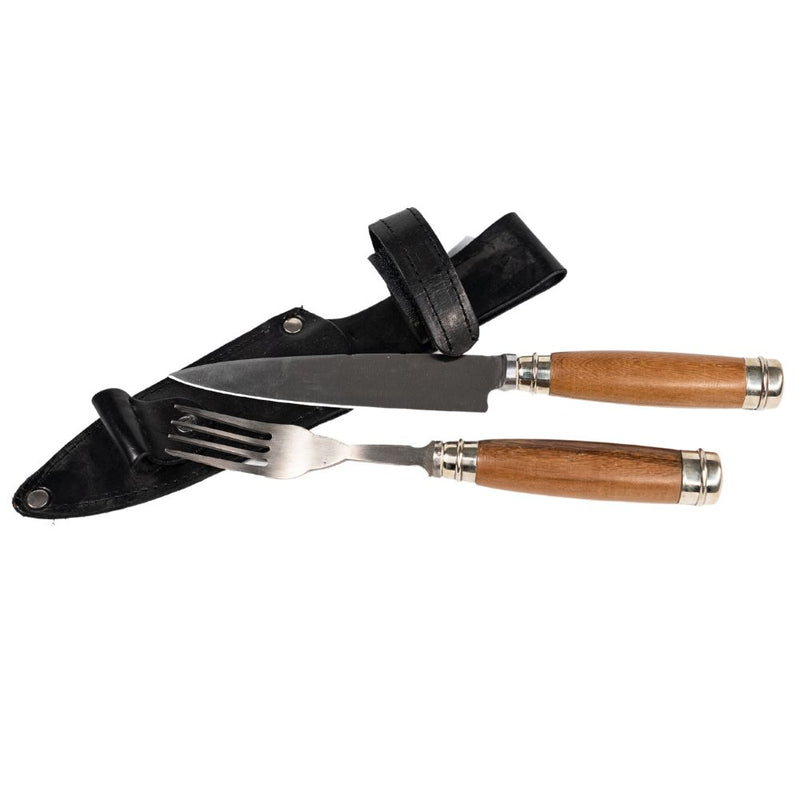 El Cedro 5.5" Knife & Fork Nickel Silver Wood Picnic Set