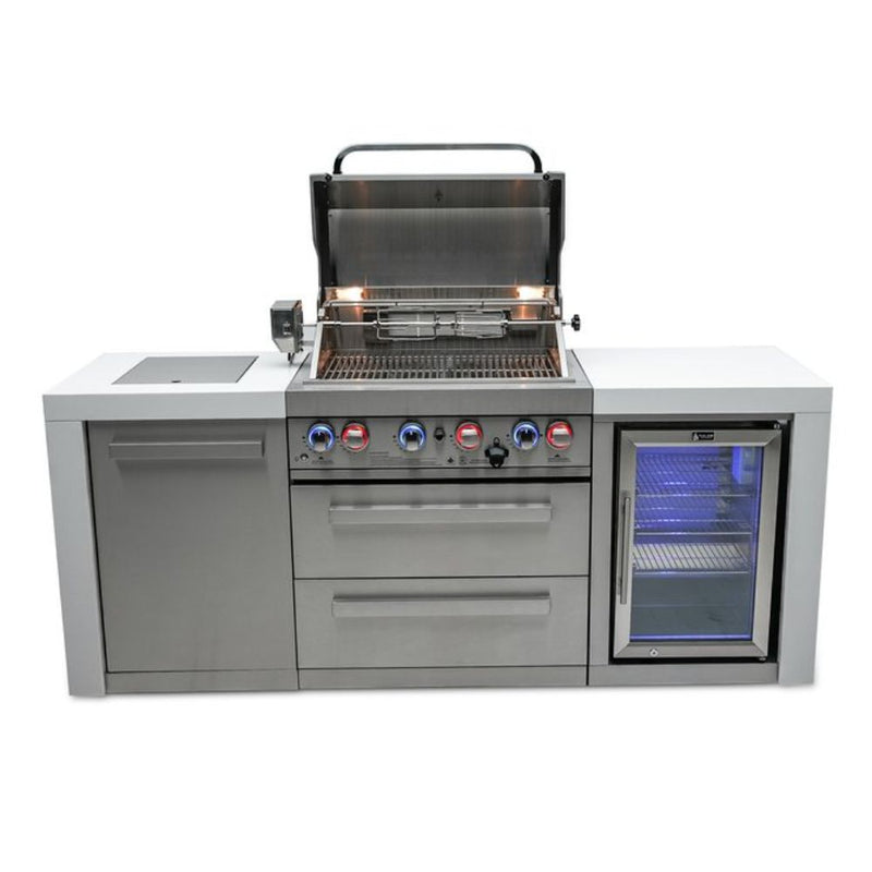 Mont Alpi MAi400-DFC 4-Burner Deluxe Island With a Fridge Cabinet