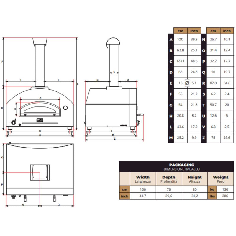 Alfa Futuro Wrinkle Black 2 Pizze Gas-Fired Pizza Oven