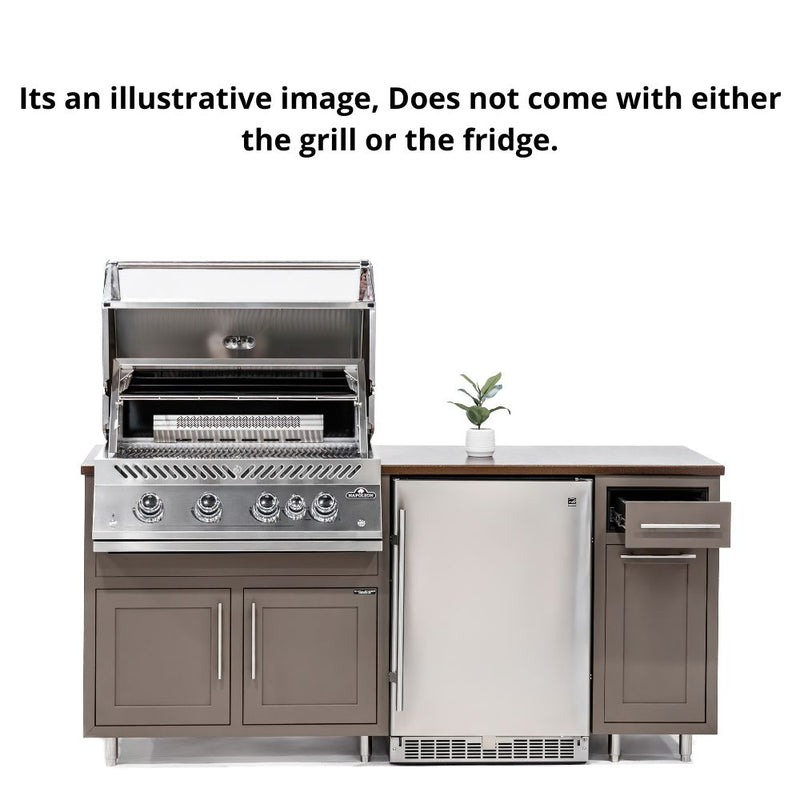 Challenger Designs Coastal 76.5 GRW Powder Coated Aluminium Kitchen Island for 32 Inch Gas Grill with Refrigerator Opening