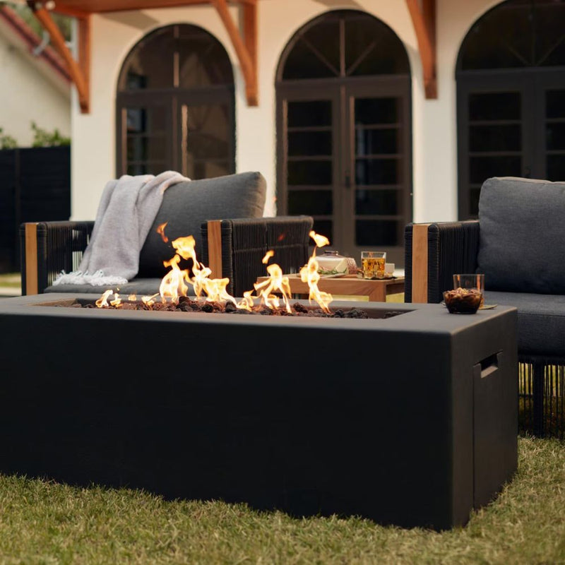 Blaze 60-Inch Concrete Rectangular Gas Fire Pit Table in Phantom Dark
