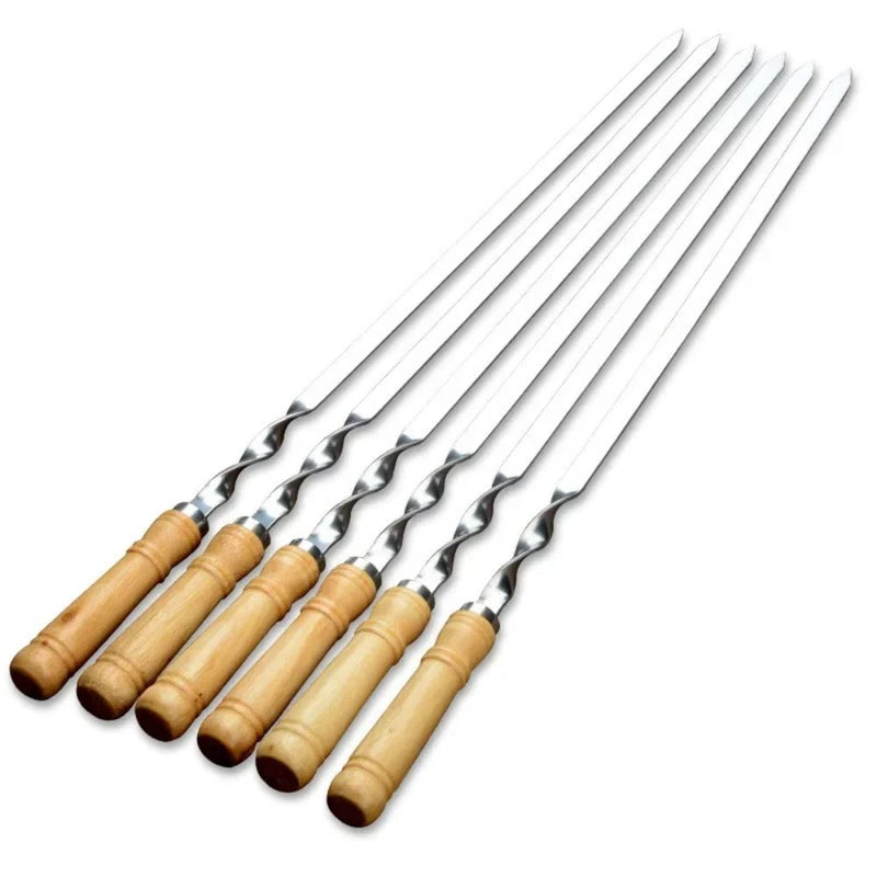 GW PRO 21.5-Inch Stainless Steel BBQ Skewers with Wooden Handle