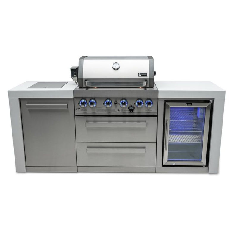 Mont Alpi MAi400-DFC 4-Burner Deluxe Island With a Fridge Cabinet