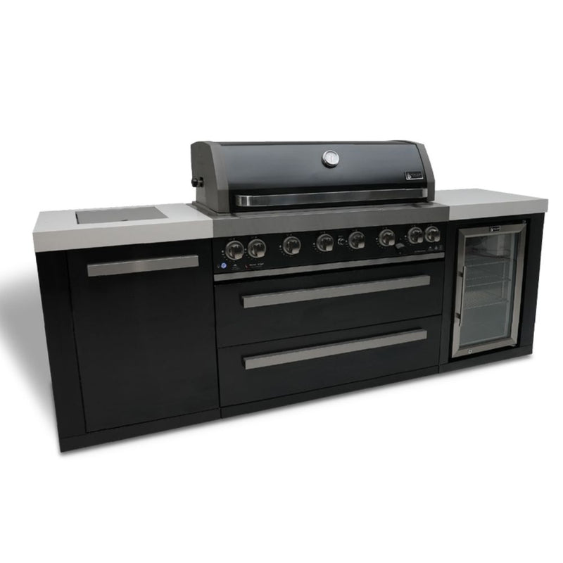 Mont Alpi MAi805-BSSFC  Black Stainless Steel Island with 6-Burner Grill & Fridge