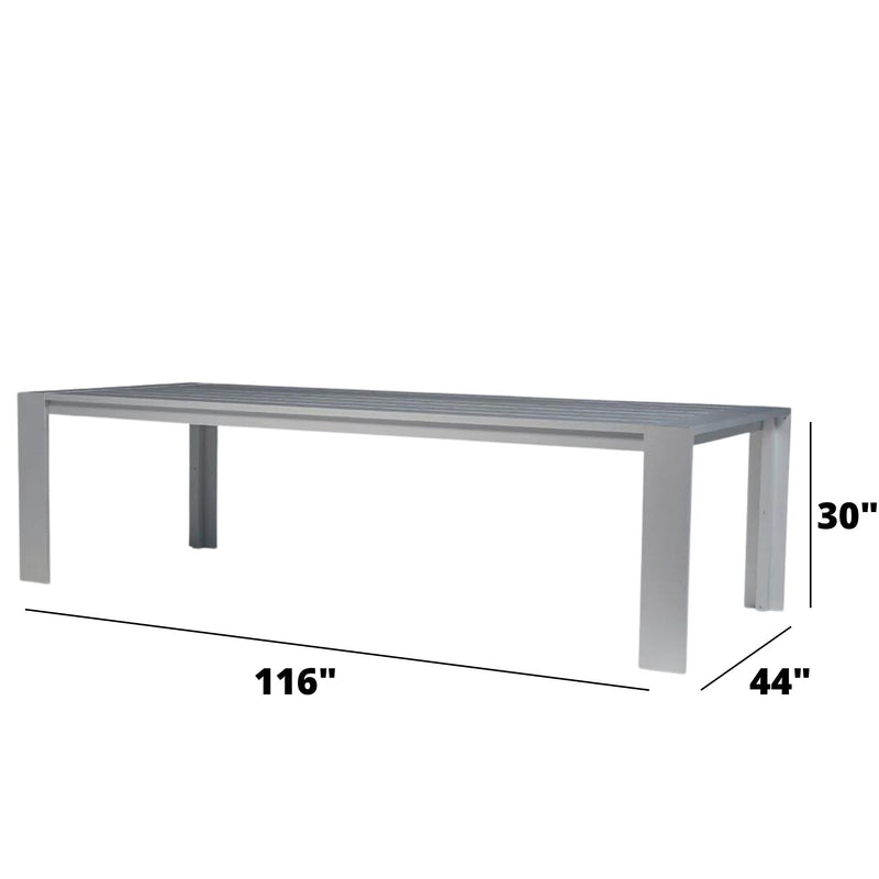 Pampa Living Calafate Dining table 116"x44"x30" Neo Mont Blank Silk