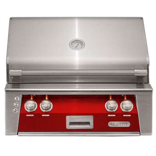 Alfresco 30-Inch Built-in Stainless Steel Gas Grill w/ Rotisserie & Sear Zone in Carmine Red | GW STORE
