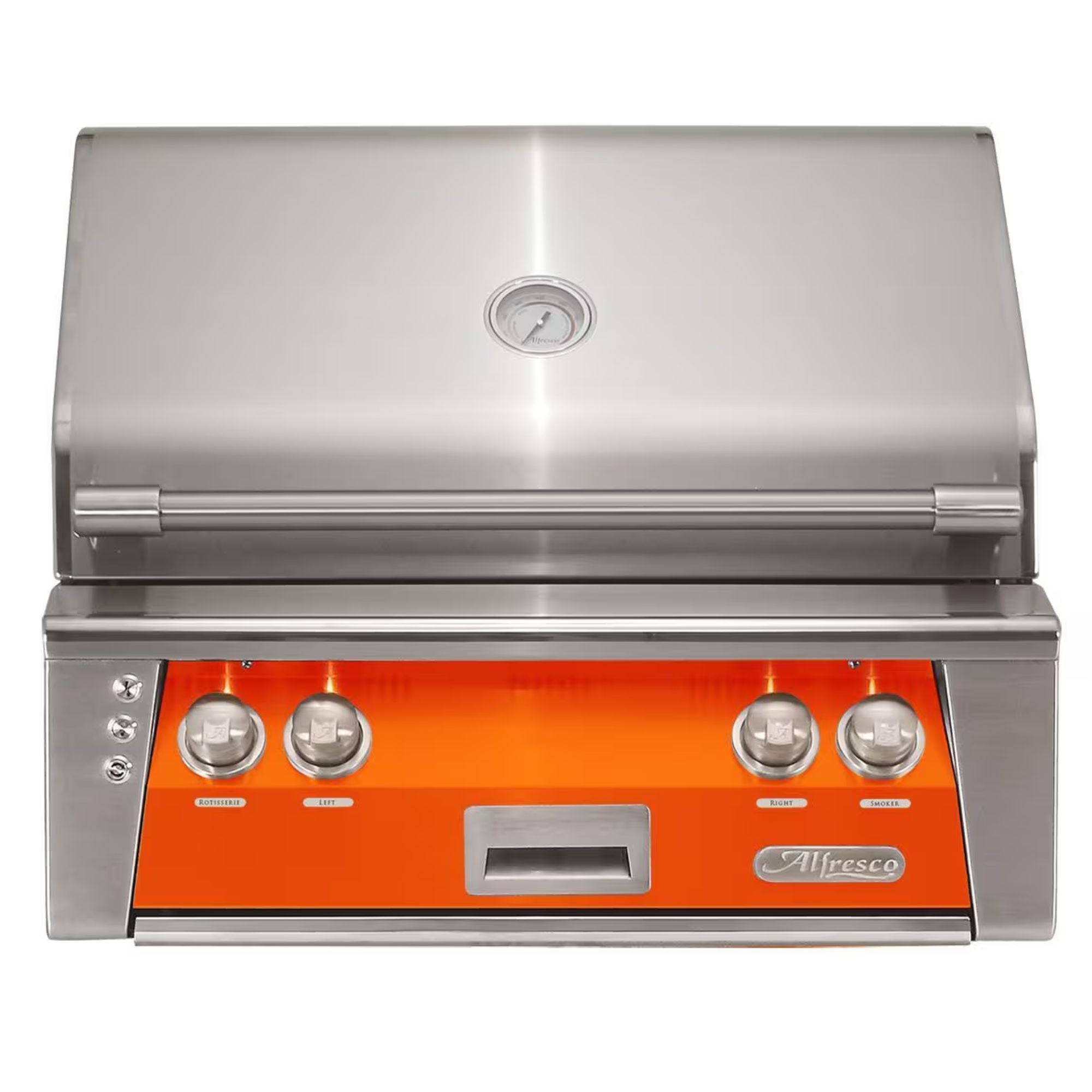 Alfresco 30-Inch Built-in Stainless Steel Gas Grill w/ Rotisserie & Sear Zone in Luminous Orange | GW STORE