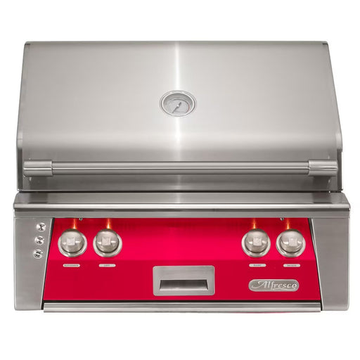 Alfresco 30-Inch Built-in Stainless Steel Gas Grill w/ Rotisserie & Sear Zone in Raspberry Red | GW STORE