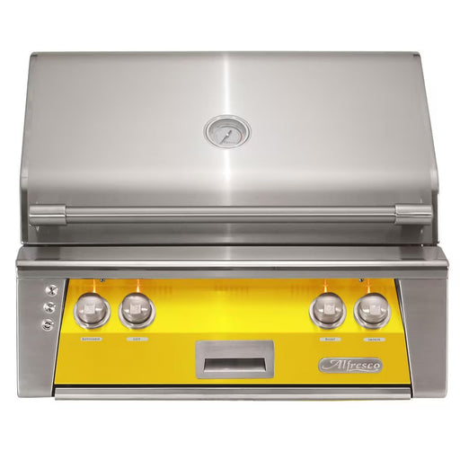 Alfresco 30-Inch Built-in Stainless Steel Gas Grill w/ Rotisserie & Sear Zone in Traffic Yellow | GW STORE