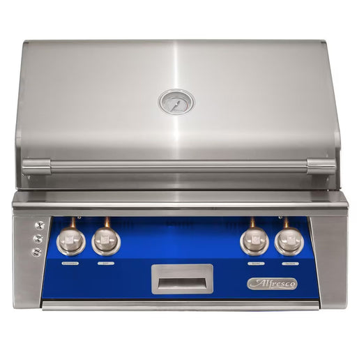 Alfresco 30-Inch Built-in Stainless Steel Gas Grill w/ Rotisserie & Sear Zone in Ultramarine Blue | GW STORE