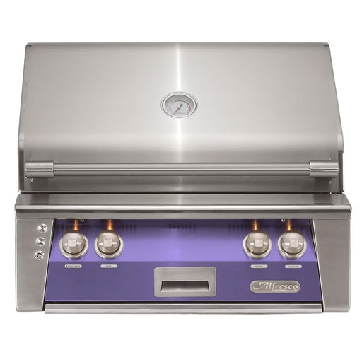 Alfresco 30-Inch Built-in Stainless Steel Gas Grill w/ Rotisserie in Blue Lilac | GW STORE