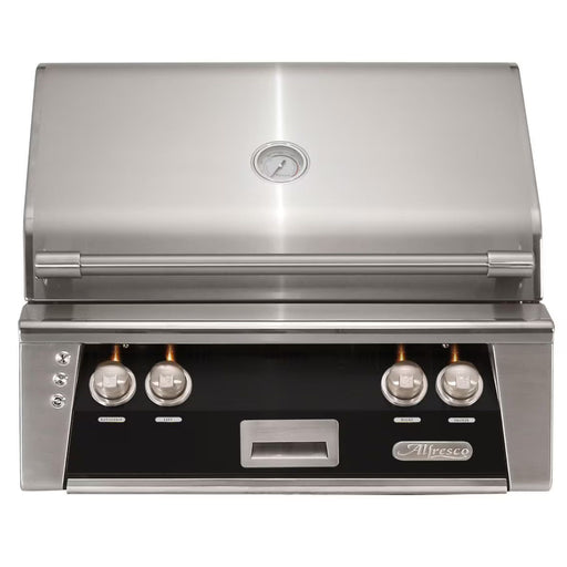 Alfresco 30-Inch Built-in Stainless Steel Gas Grill w/ Rotisserie in Jet Black | GW STORE