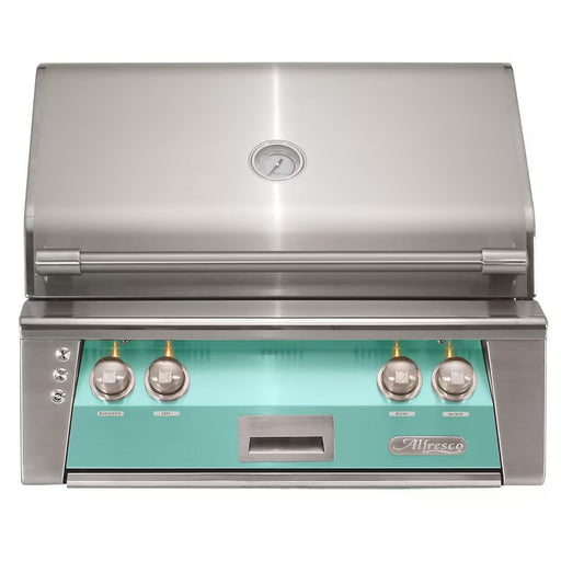 Alfresco 30-Inch Built-in Stainless Steel Gas Grill w/ Rotisserie in Light Green | GW STORE