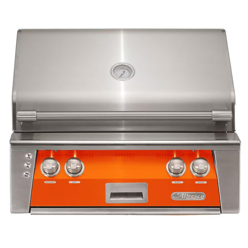 Alfresco 30-Inch Built-in Stainless Steel Gas Grill w/ Rotisserie in Luminous Orange | GW STORE
