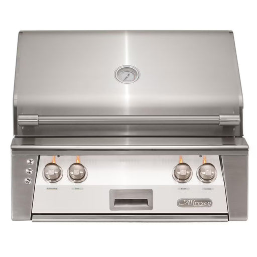 Alfresco 30-Inch Built-in Stainless Steel Gas Grill w/ Rotisserie in Signal White | GW STORE